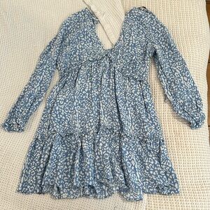 Blue and white cheetah print dress - Zara